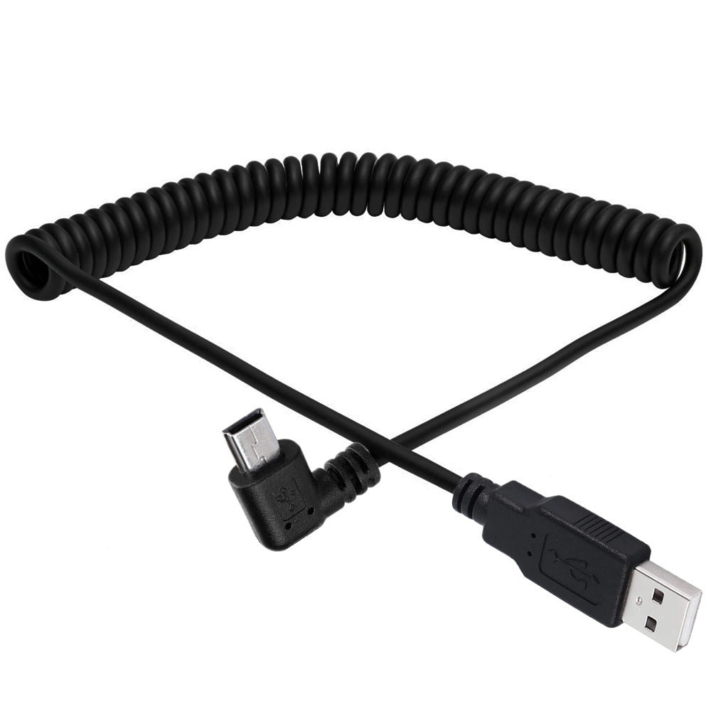 USB 2.0 A Male to Mini 5Pin Data Charging Coiled Cable