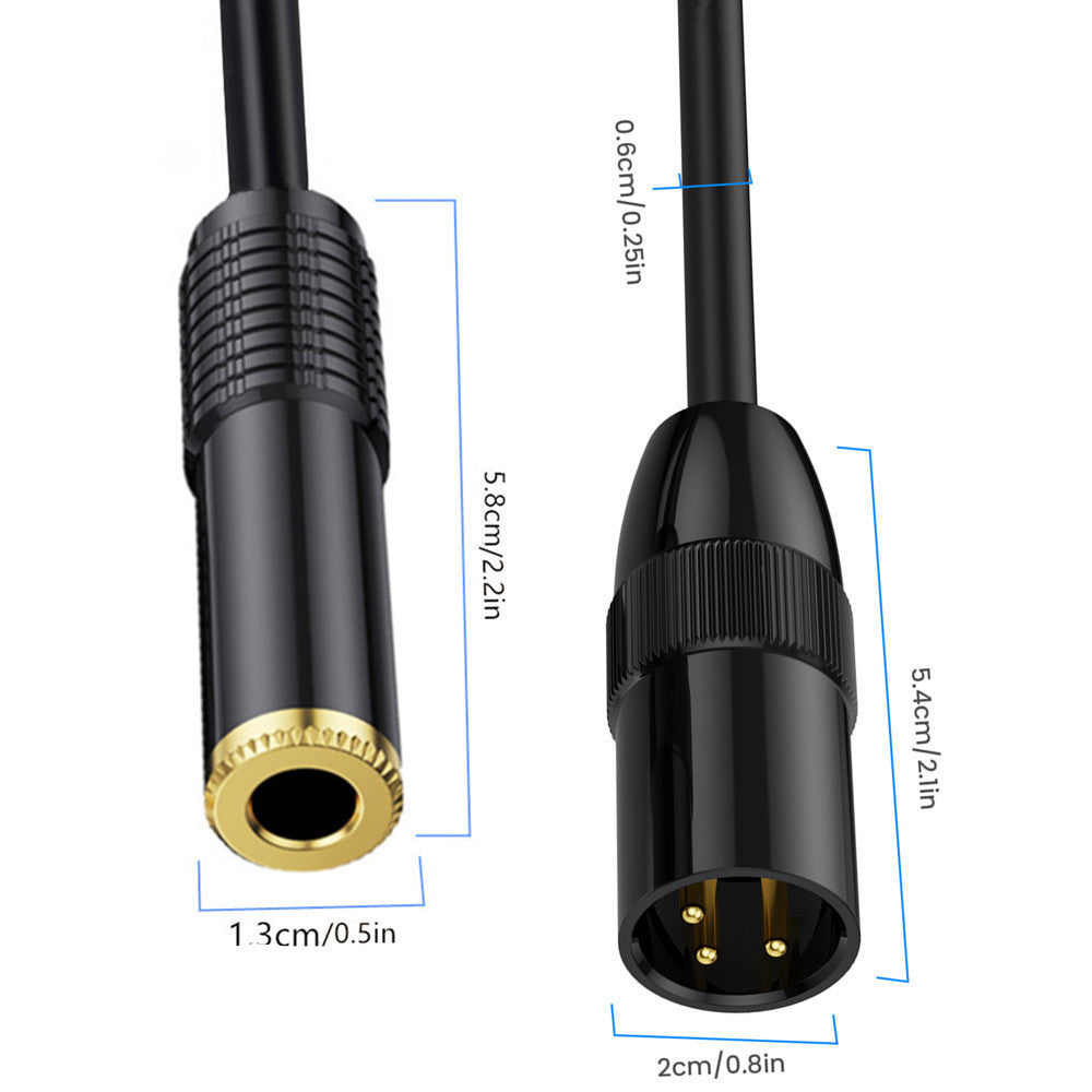 XLR Male to Dual 6.35mm 1/4'' TRS Female Microphone Stereo Unbalanced Audio Converter Y Splitter Cable