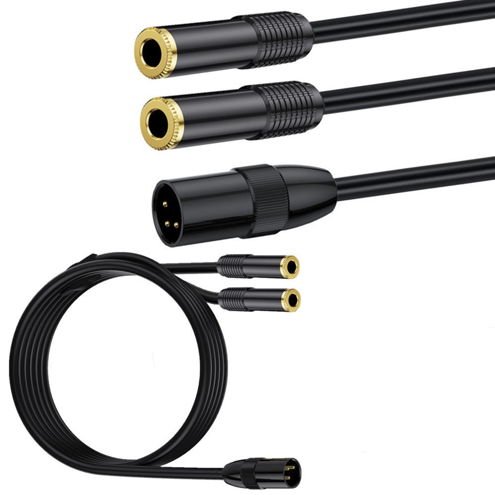 XLR Male to Dual 6.35mm 1/4'' TRS Female Microphone Stereo Unbalanced Audio Converter Y Splitter Cable