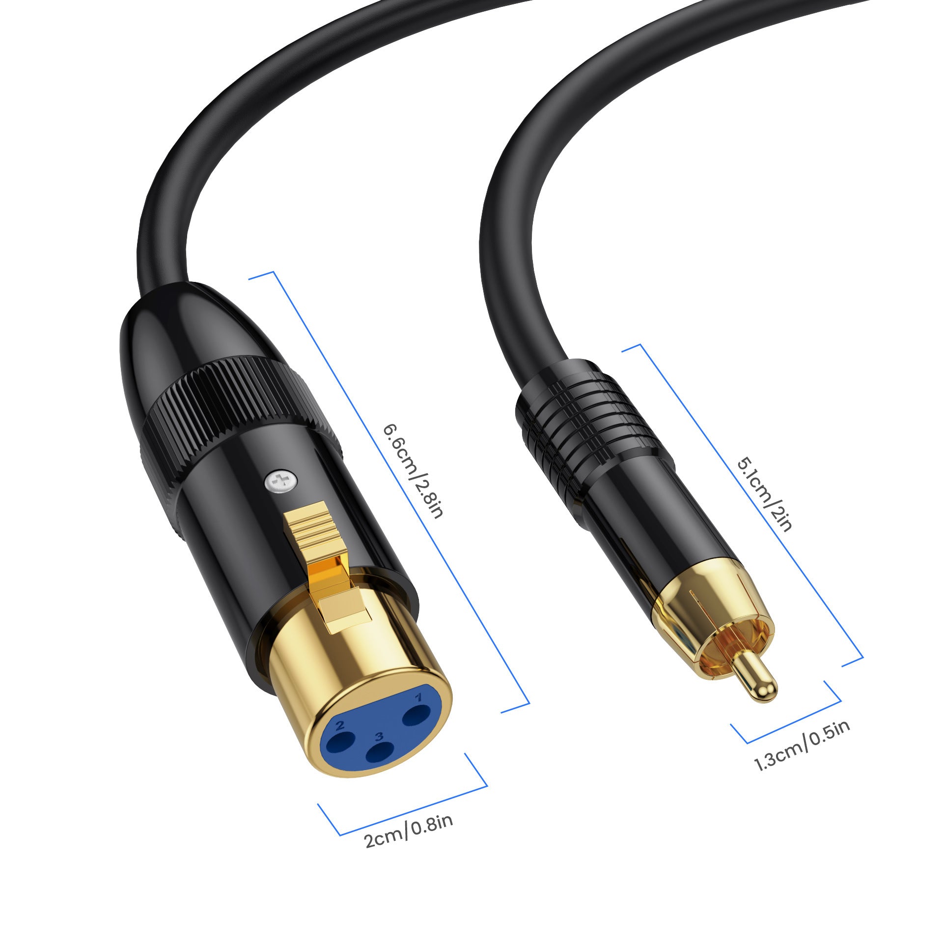 XLR to RCA Phono Audio Cable, XLR 3 Pin Female to  RCA Male Stereo Connector