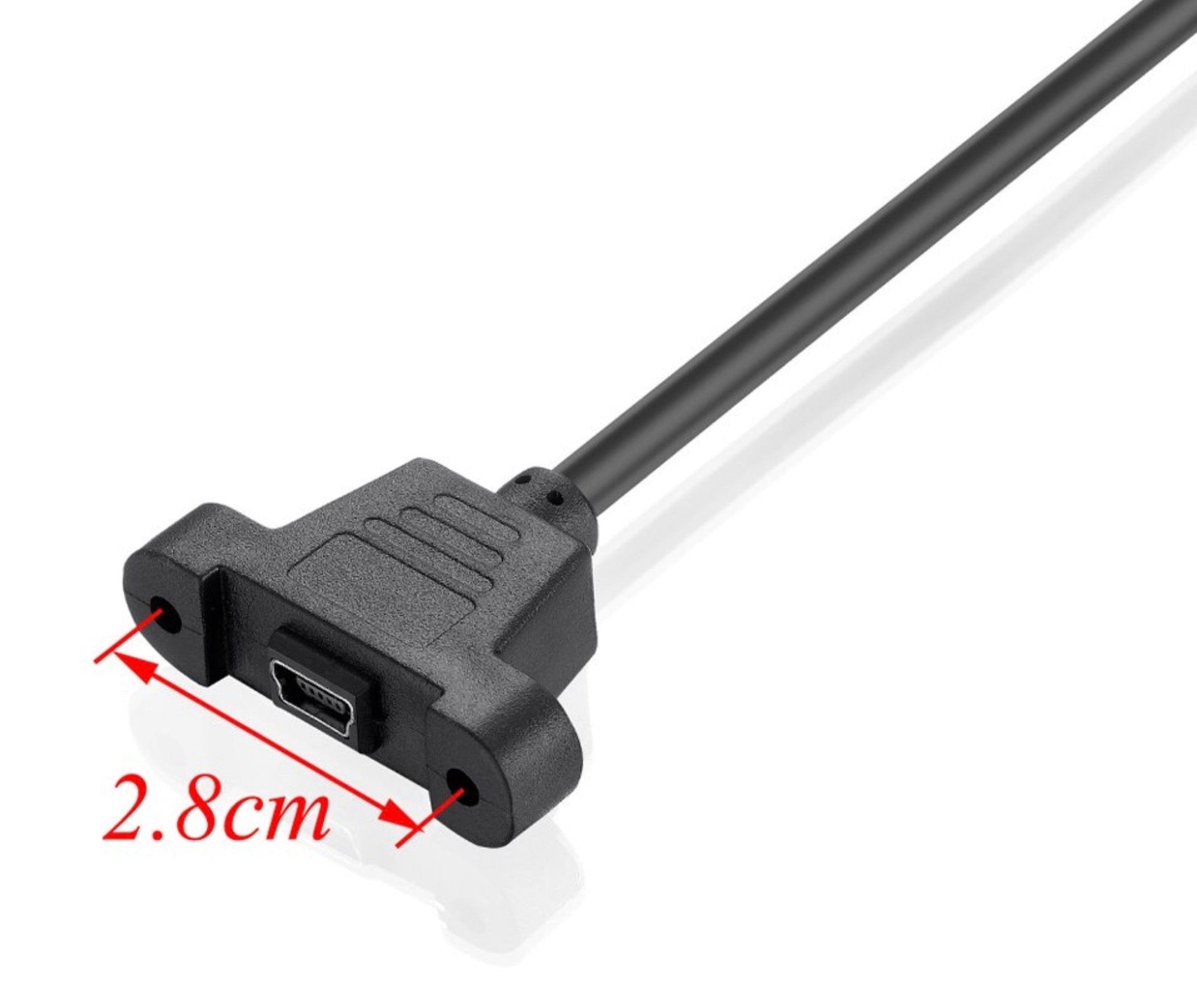 USB 2.0 Mini B Male to Female Panel Mount Cable with Screws 0.3m / 0.5m