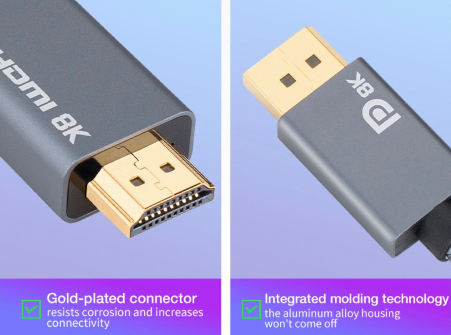 Displayport to HDMI Braided Audio Video Cable 8K @30Hz