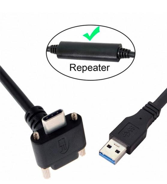 USB 3.1 Type-C Screw Locking Mount to USB-A 3.0 Male Data Charge Cable