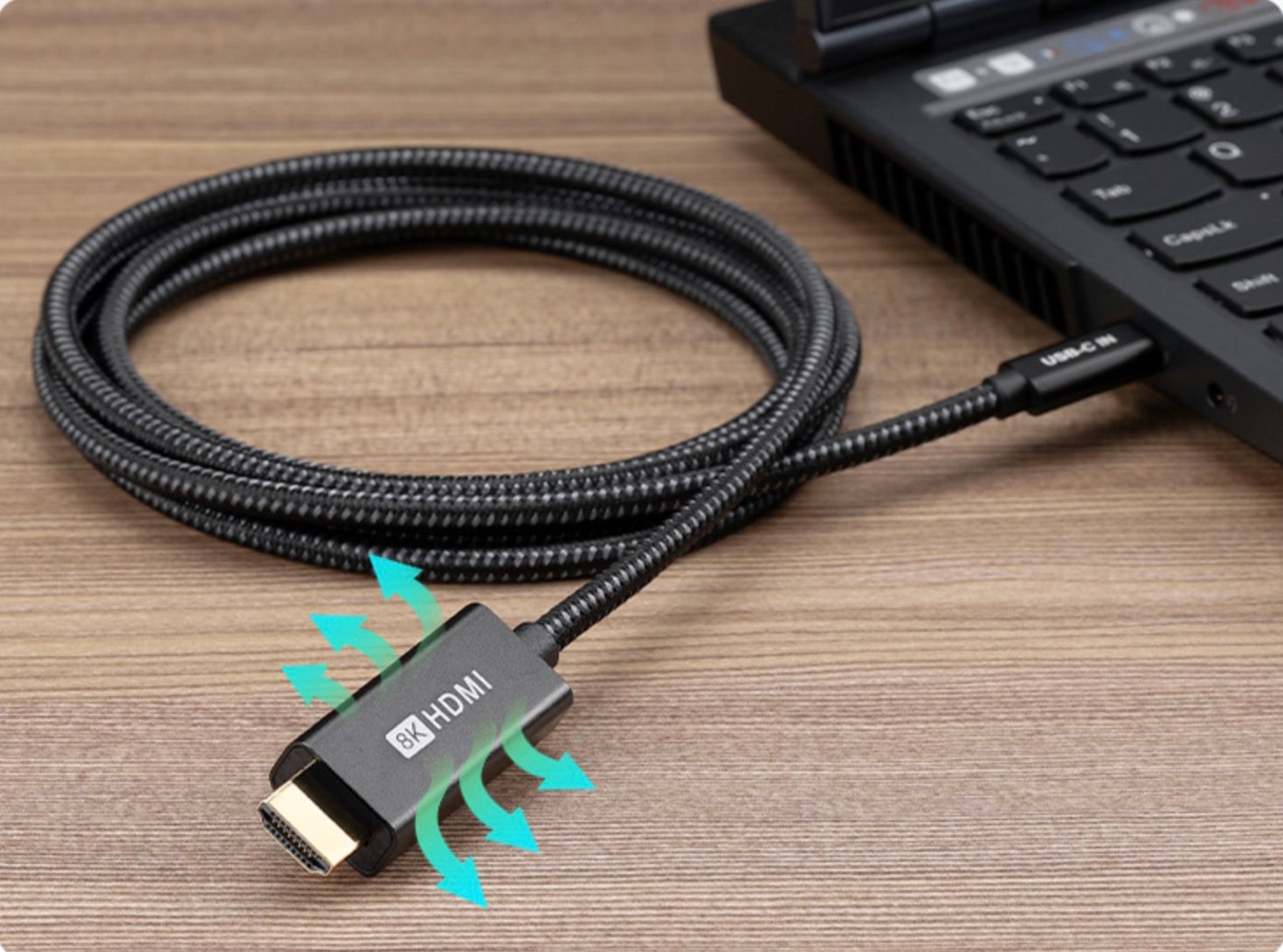 USB-C to HDMI 2.1 8K PC Laptop TV Monitor Video Cable 2m