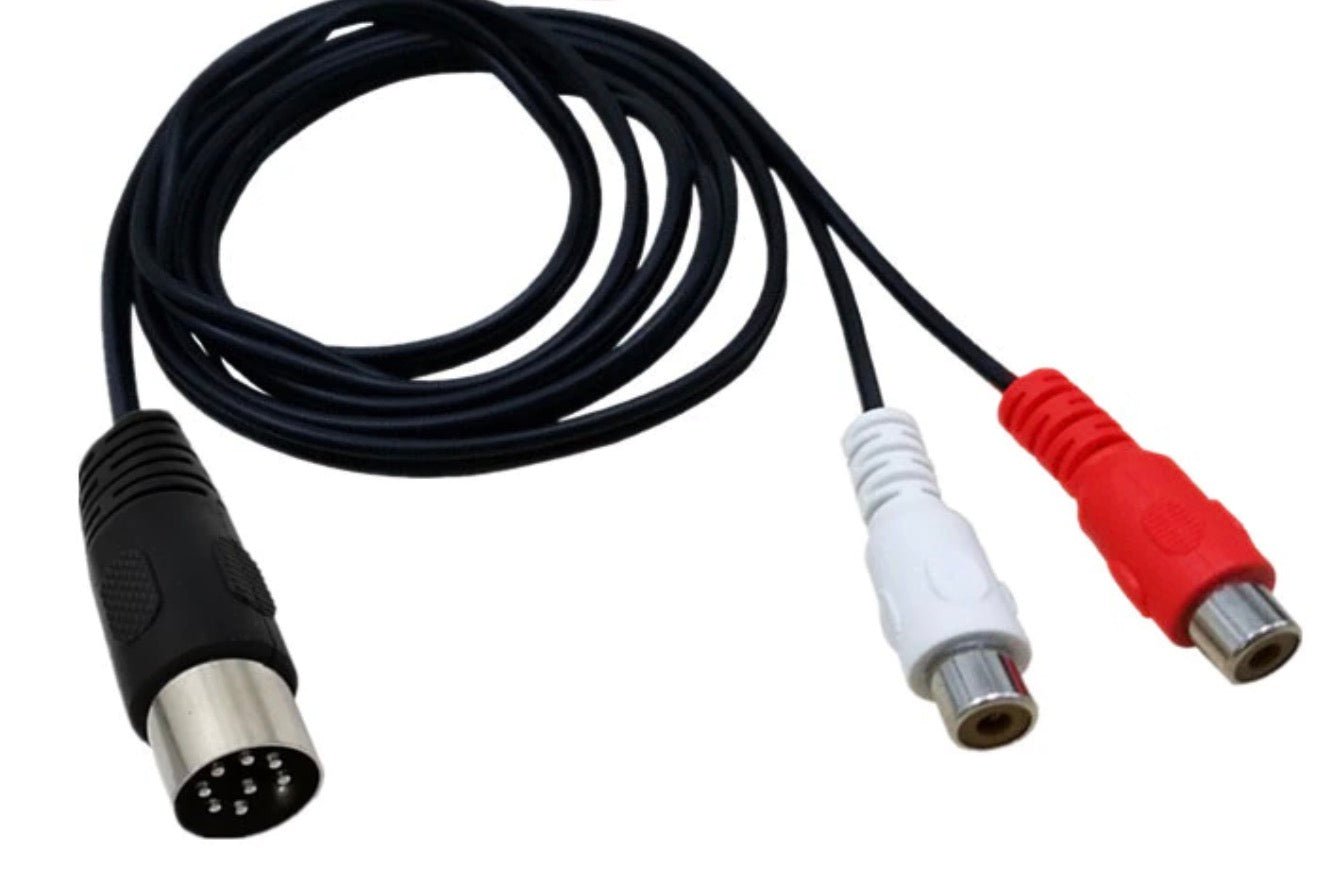 8-Pin Din Male to Dual RCA Female Audio Cable for Musical instruments and Audio Equipment