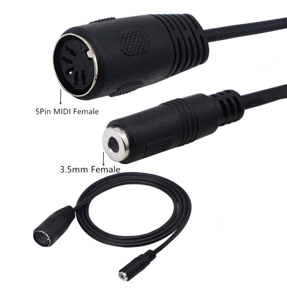 5-Pin Din MIDI Female to 3.5mm TRS Stereo Female Jack Adapter Audio Cable