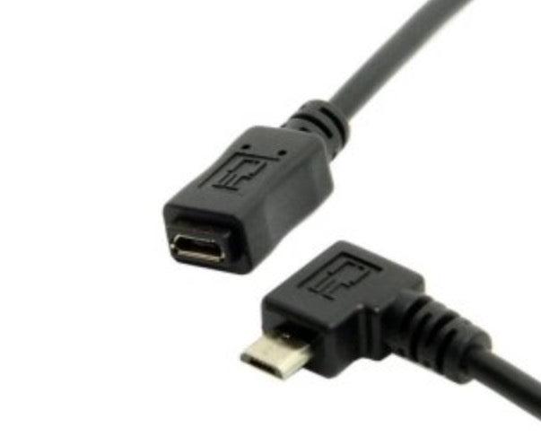 USB Micro 5-Pin Angled Male to Female Extension Cable 0.5m