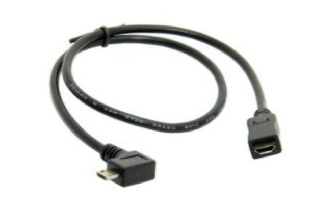 USB Micro 5-Pin Angled Male to Female Extension Cable 0.5m