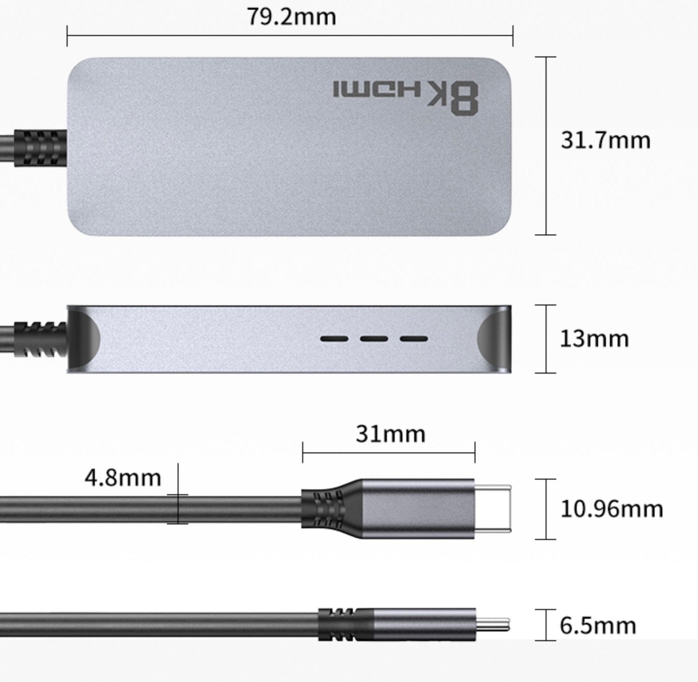 USB-C to HDMI Adapter 8K 60Hz 4K 120Hz Type-C to HDMI Cable