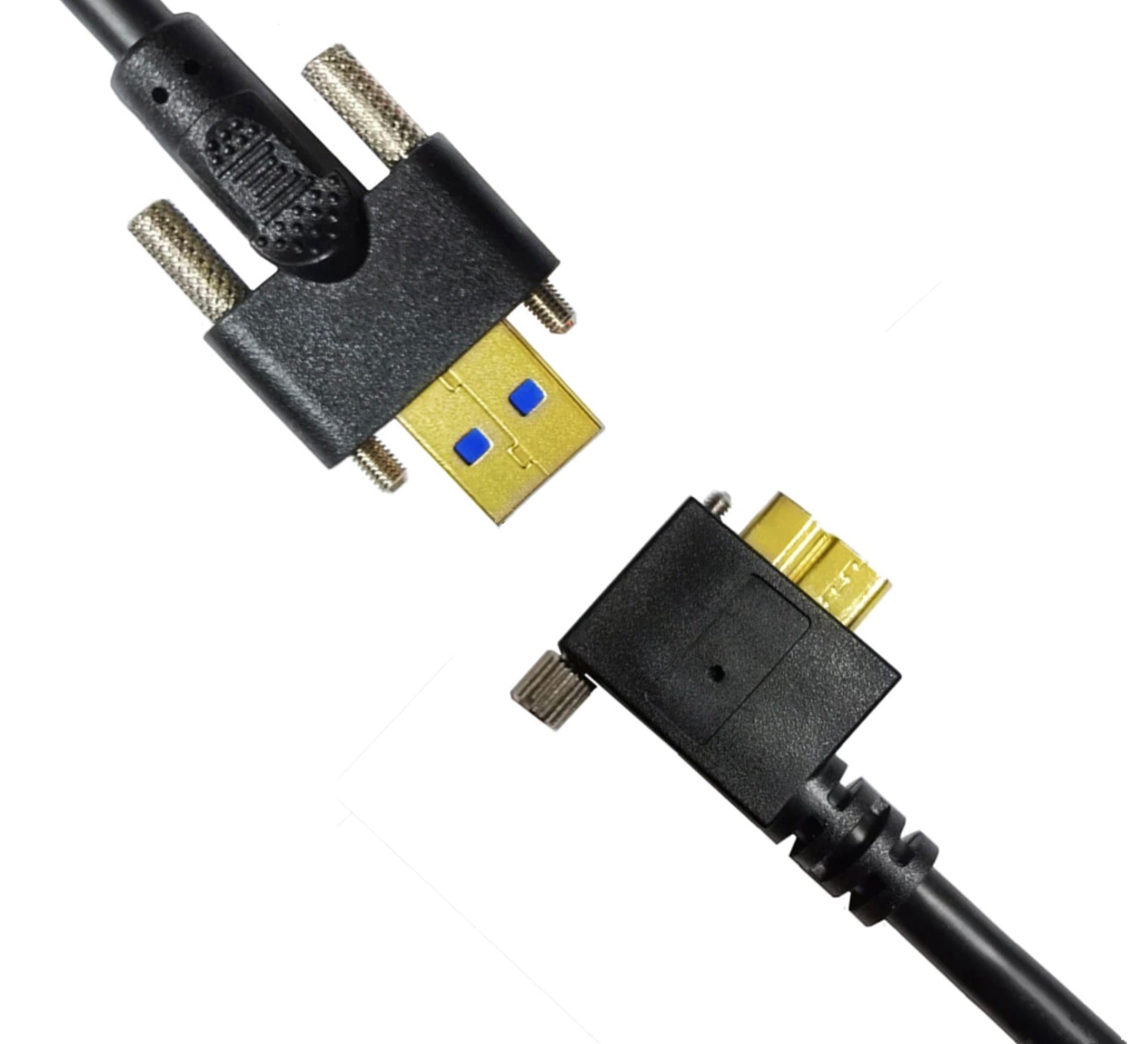 USB 3.0 A Male to Micro B Male Left Angle with Dual M3 Screw Locking Cable
