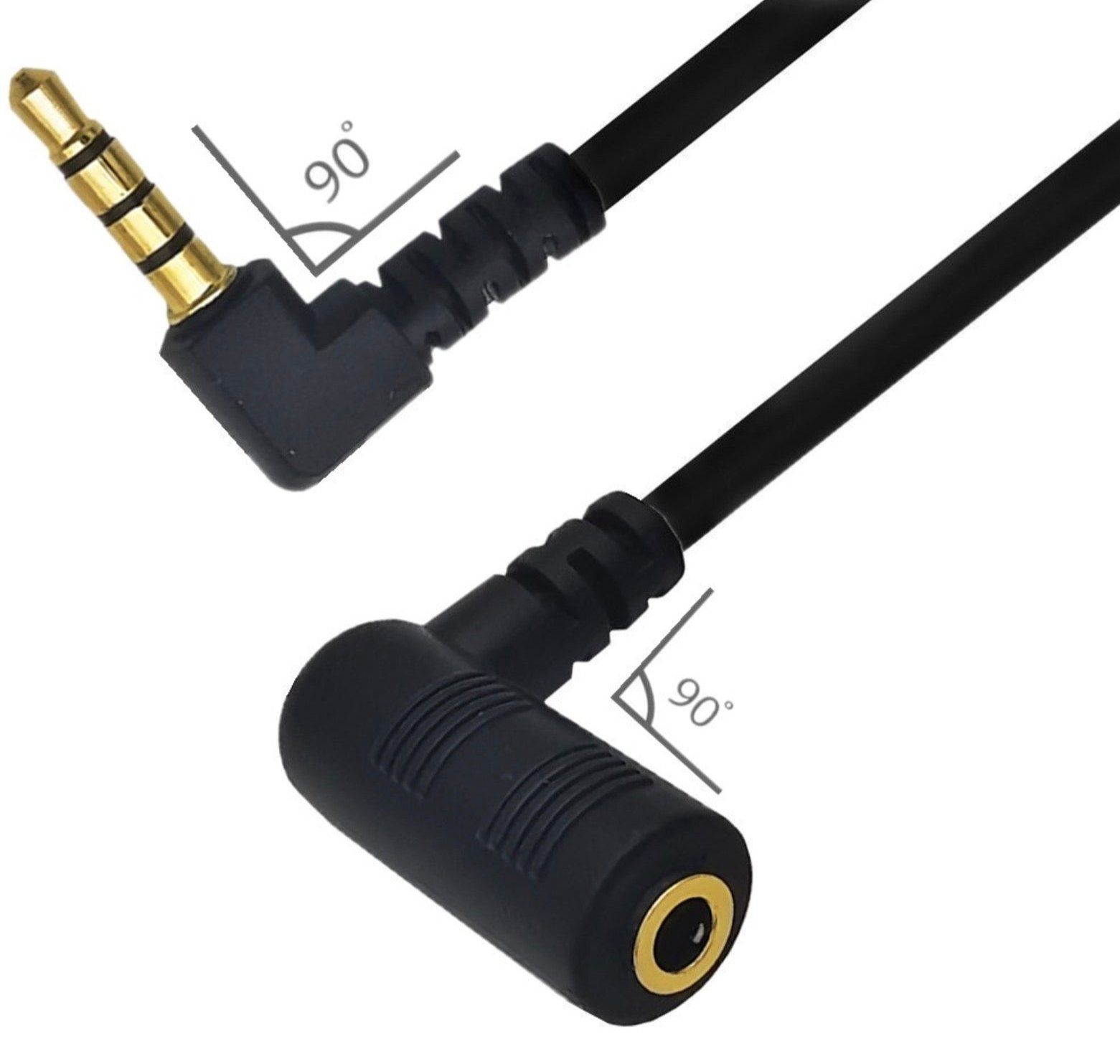 3.5mm 4 Pole TRRS Male to Female Audio Stereo Angled Cable