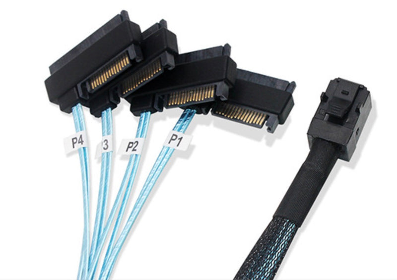 SFF-8643 Internal Mini SAS HD to 4 x 29pin SFF-8482 Connectors with SAS 15pin Power Port Cable