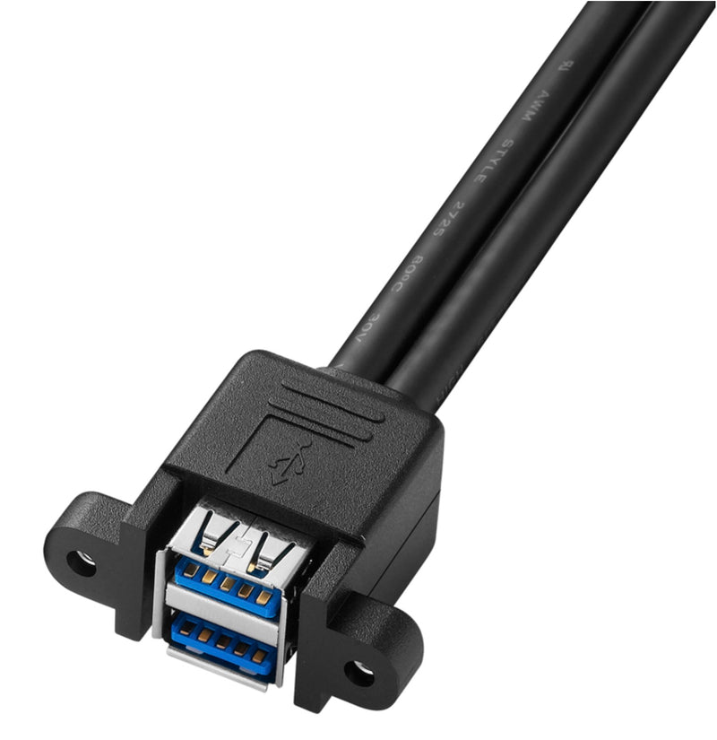 Dual USB 3.0 Type-A Female Panel Mount to Motherboard USB 3.0 Internal