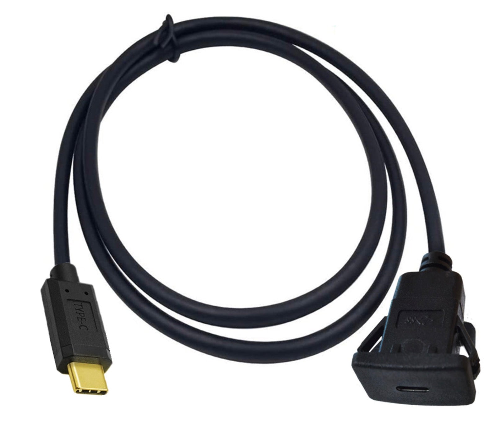 USB 3.1 Type C Male to Female Flush Panel Mount Extension Cable 3A 10Gb/s