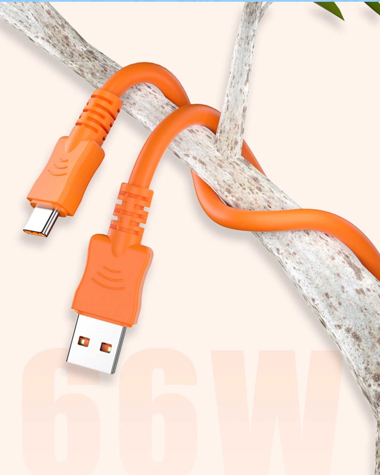 USB C to USB A 2.0 Male Flexible PD Charging Cable 66W 5.5A