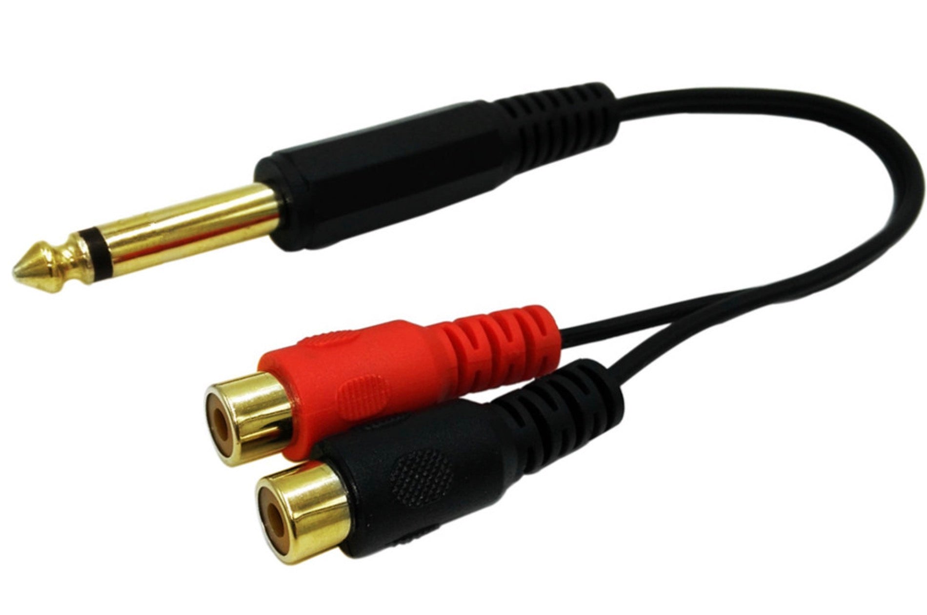 TIMEYES RCA to 6.35 mm Y-Cable - Dual RCA Male to TS 1/4 Inch Male Audio  Interconnect Cable - Jack 6.35 mm to 2RCA Plug Bi-Directional Cord - Mono