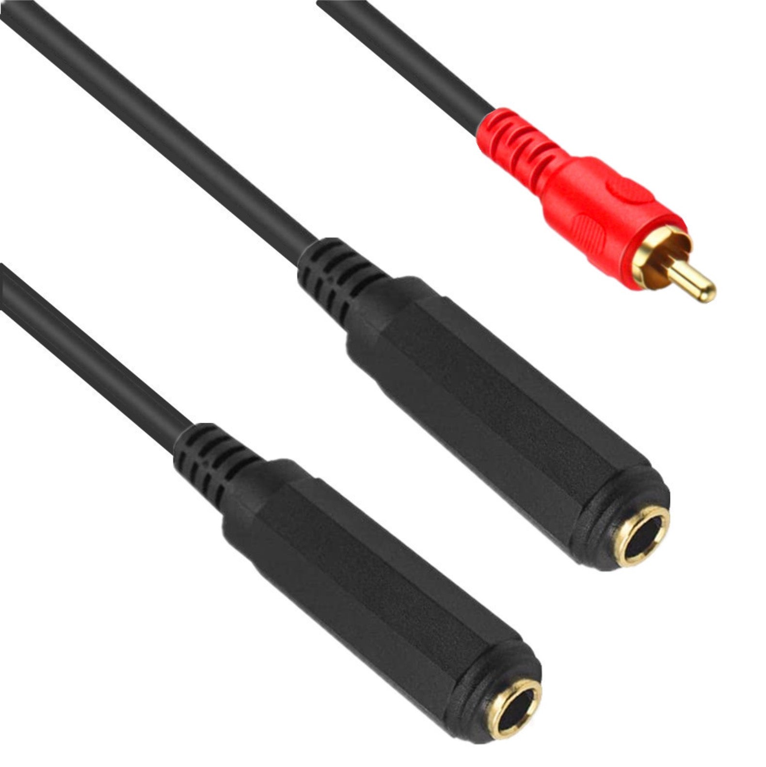 6.35mm Female to 6.35mm Female + RCA Male Stereo Headphone Guitar Extension Cable 0.5m