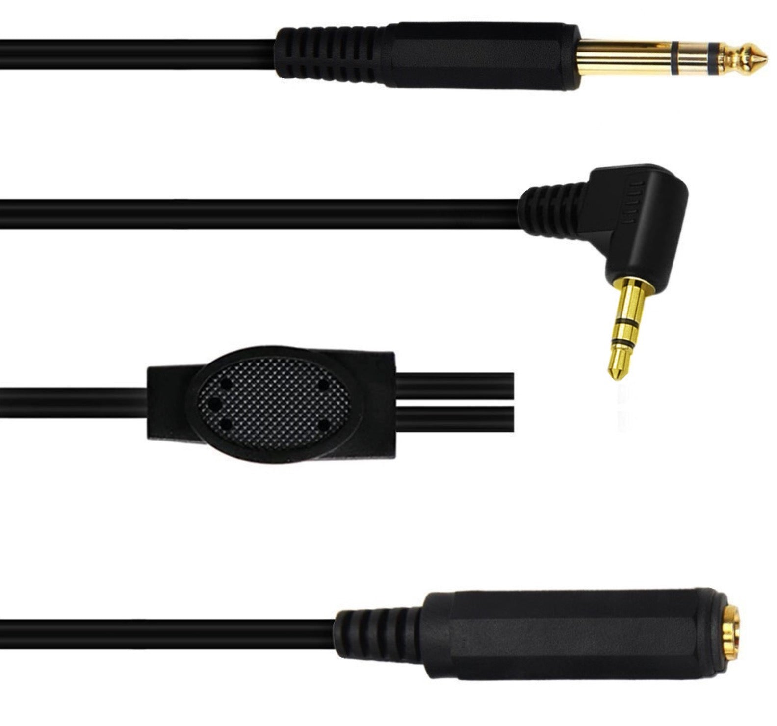 6.35mm 1/4" inch Male to Female + 3.5mm Male Stereo Headphone Guitar Extension Cable