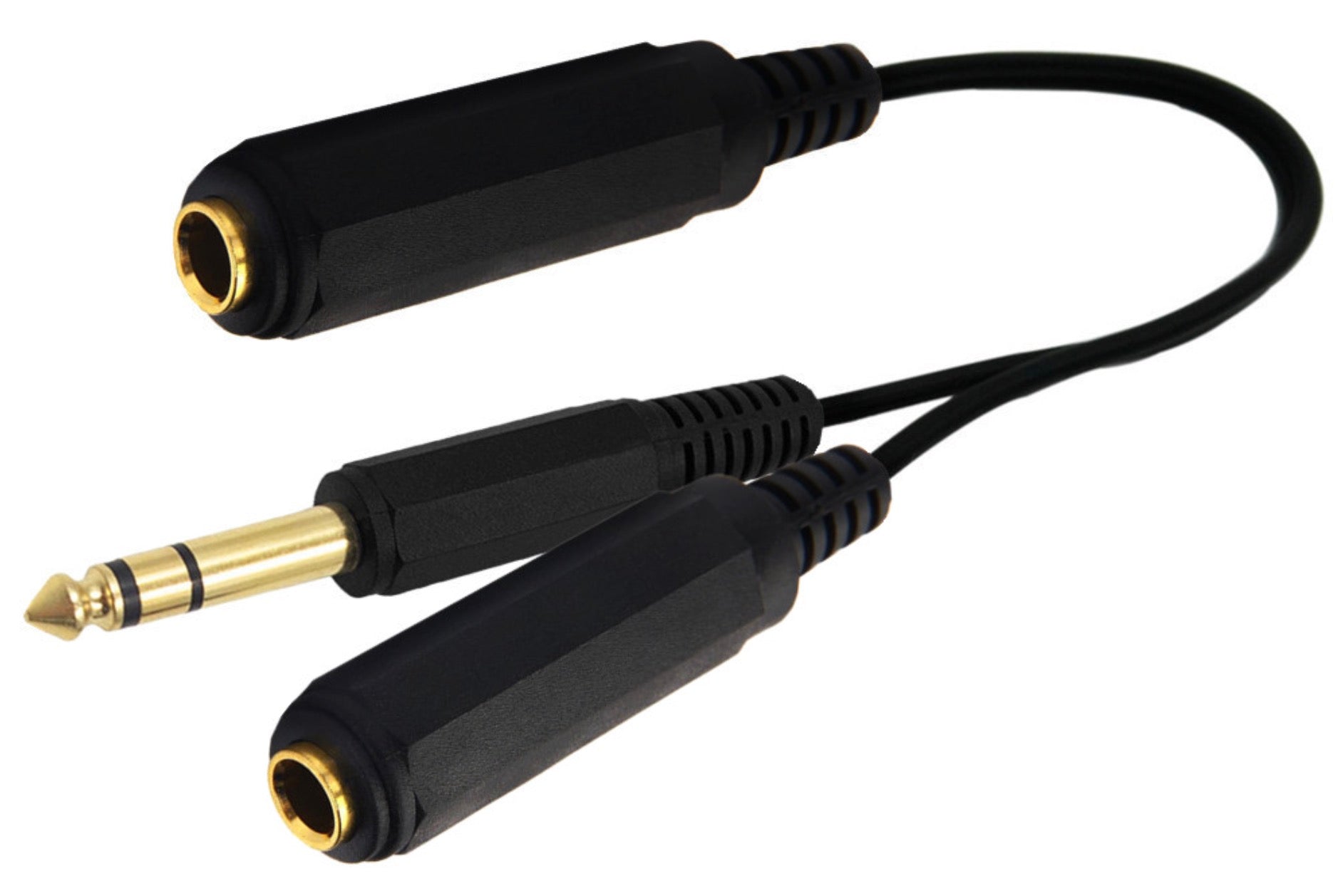 6.35mm 1/4" TRS Stereo Female to 6.35mm 1/4" TRS Stereo Female + 6.35mm Male Y Splitter Cable 0.2m