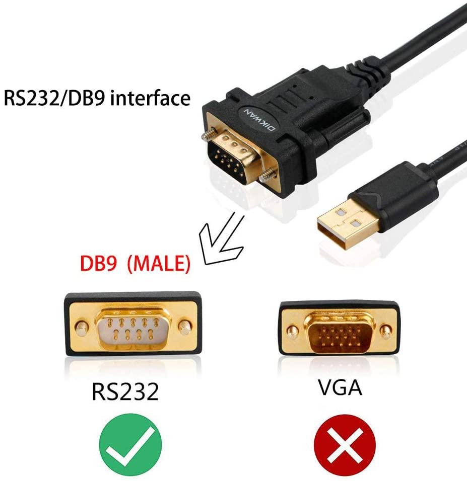 USB 2.0 A Male to DB9 RS232 Male Serial Cable with FTDL Chipset