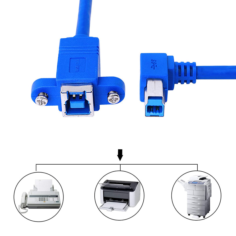 Right Angle Printer Cable USB2.0 A Male Plug to Right Angle USB B Male  A/BM/M Printer Scanner Cable 12 Inch(30CM)