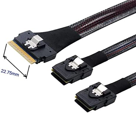 PCI-E Ultraport Slimline SAS Slim 4.0 SFF-8654 8i 74 Pin to Dual SFF-8087 Mini SAS PCI-Express Cable 0.5m