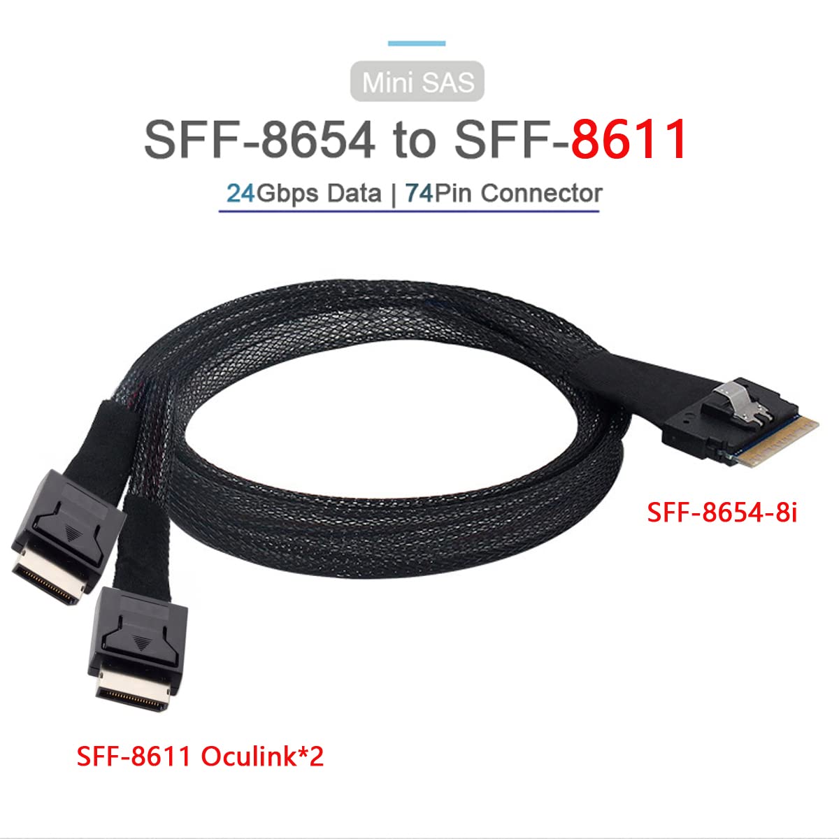 PCI-E Ultraport Slimline SAS Slim 4.0 SFF-8654 8i 74pin to Dual Oculin