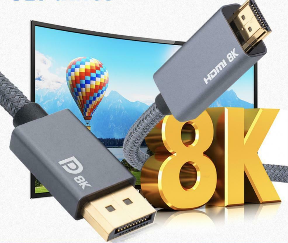 Displayport to HDMI Braided Audio Video Cable 8K @30Hz