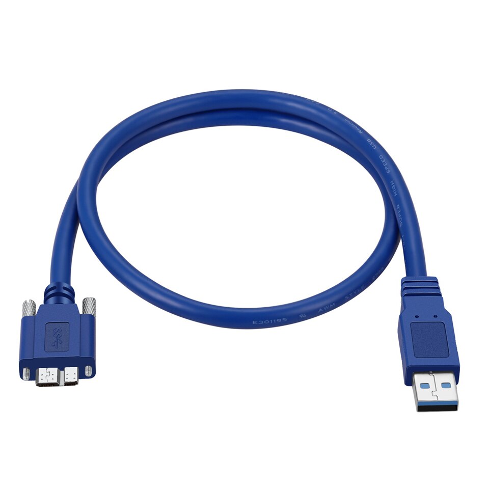 USB 3.0 A Male to Micro B Male Panel Mount Screw Lock Cable