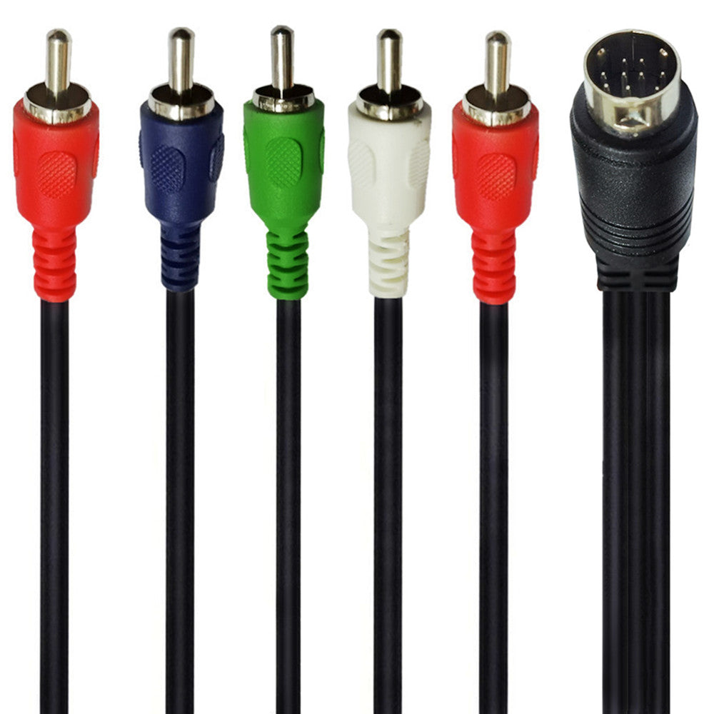 S-Video 10 Pin to 5 RCA Male RGB Component Composite Audio Video Cable 1.8m