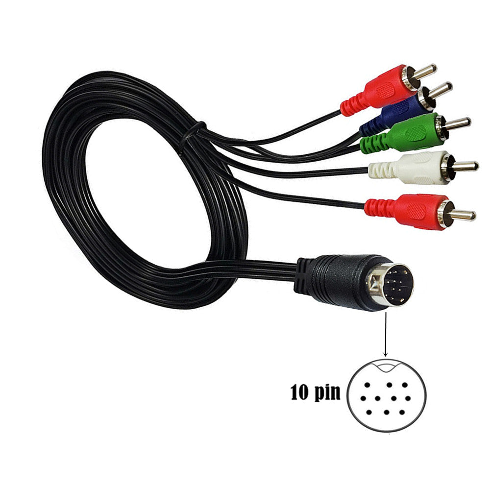 S-Video 10 Pin to 5 RCA Male RGB Component Composite Audio Video Cable 1.8m