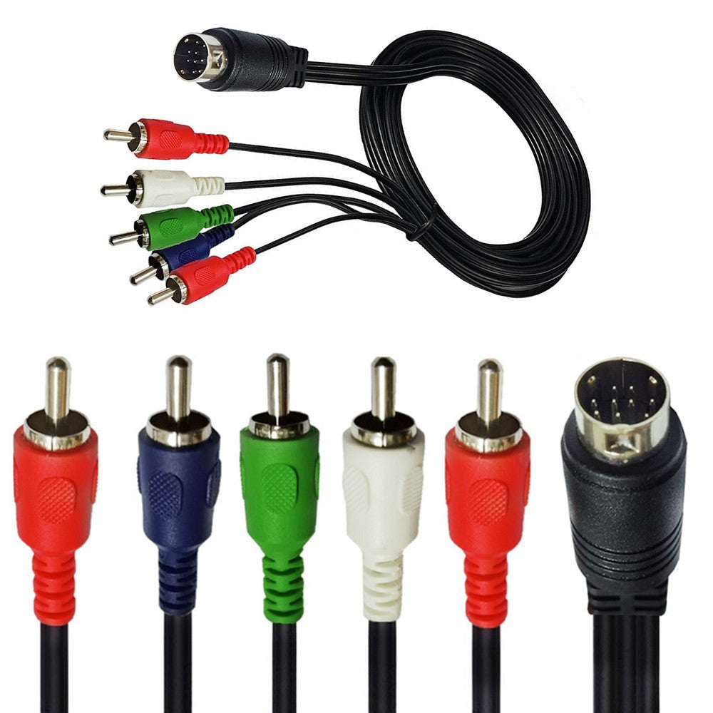 S-Video 10 Pin to 5 RCA Male RGB Component Composite Audio Video Cable 1.8m