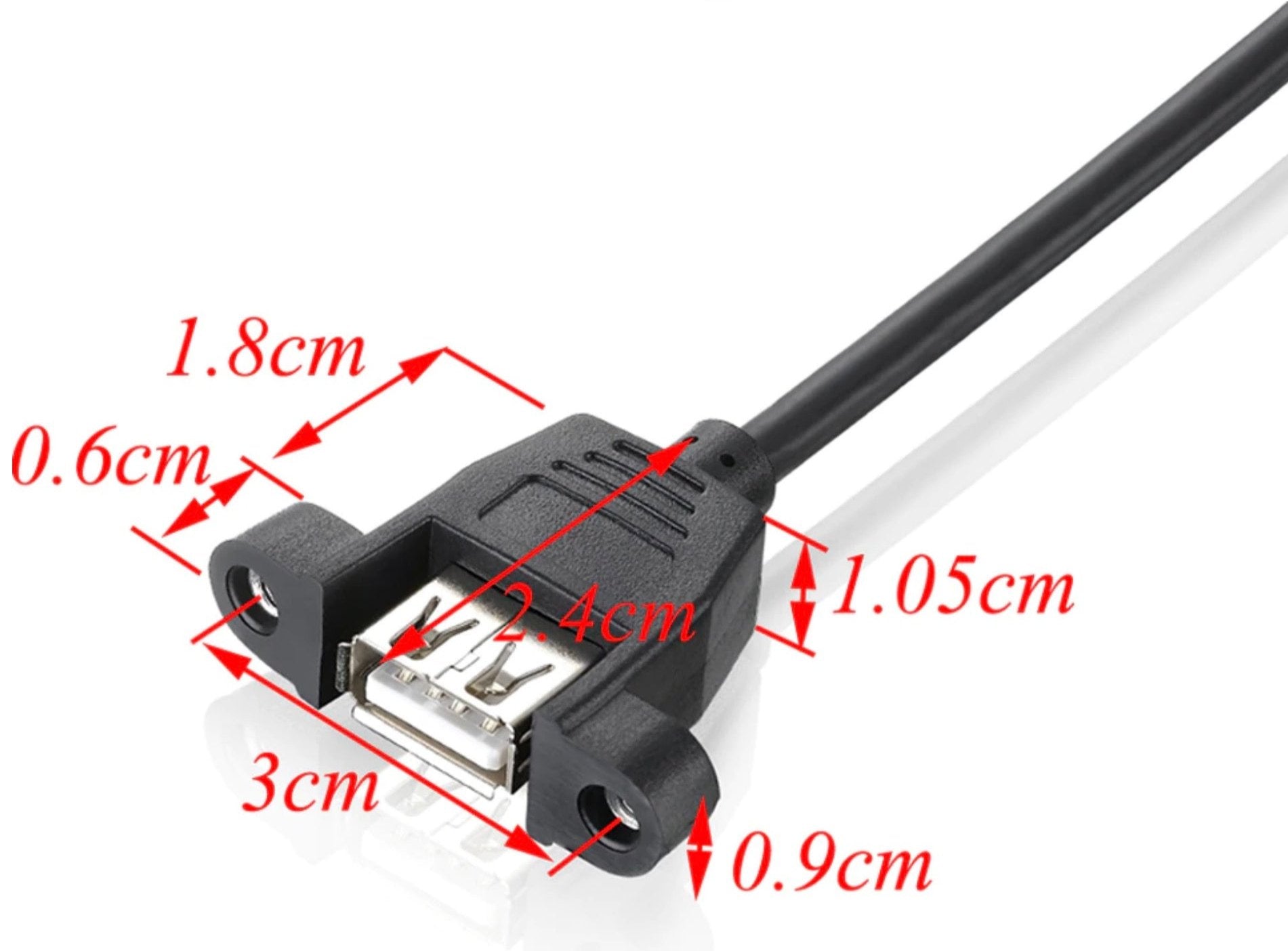 USB 2.0 Type A Male to Female Panel Mount Cable