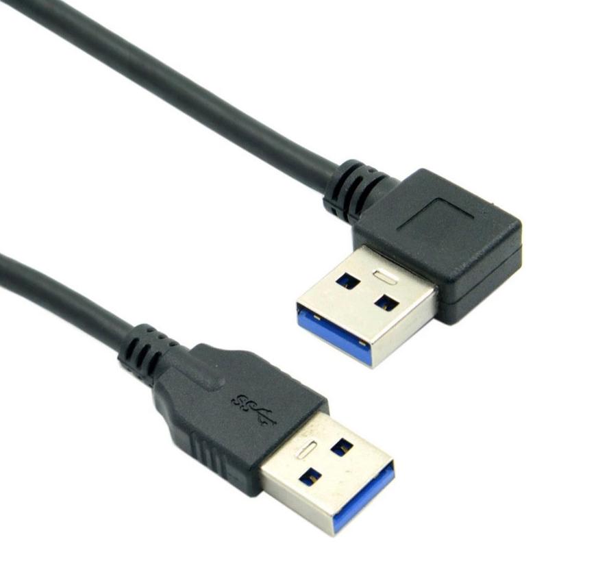 USB-A 3.0 Right Angled Male to Straight Male Data Cable 0.5m