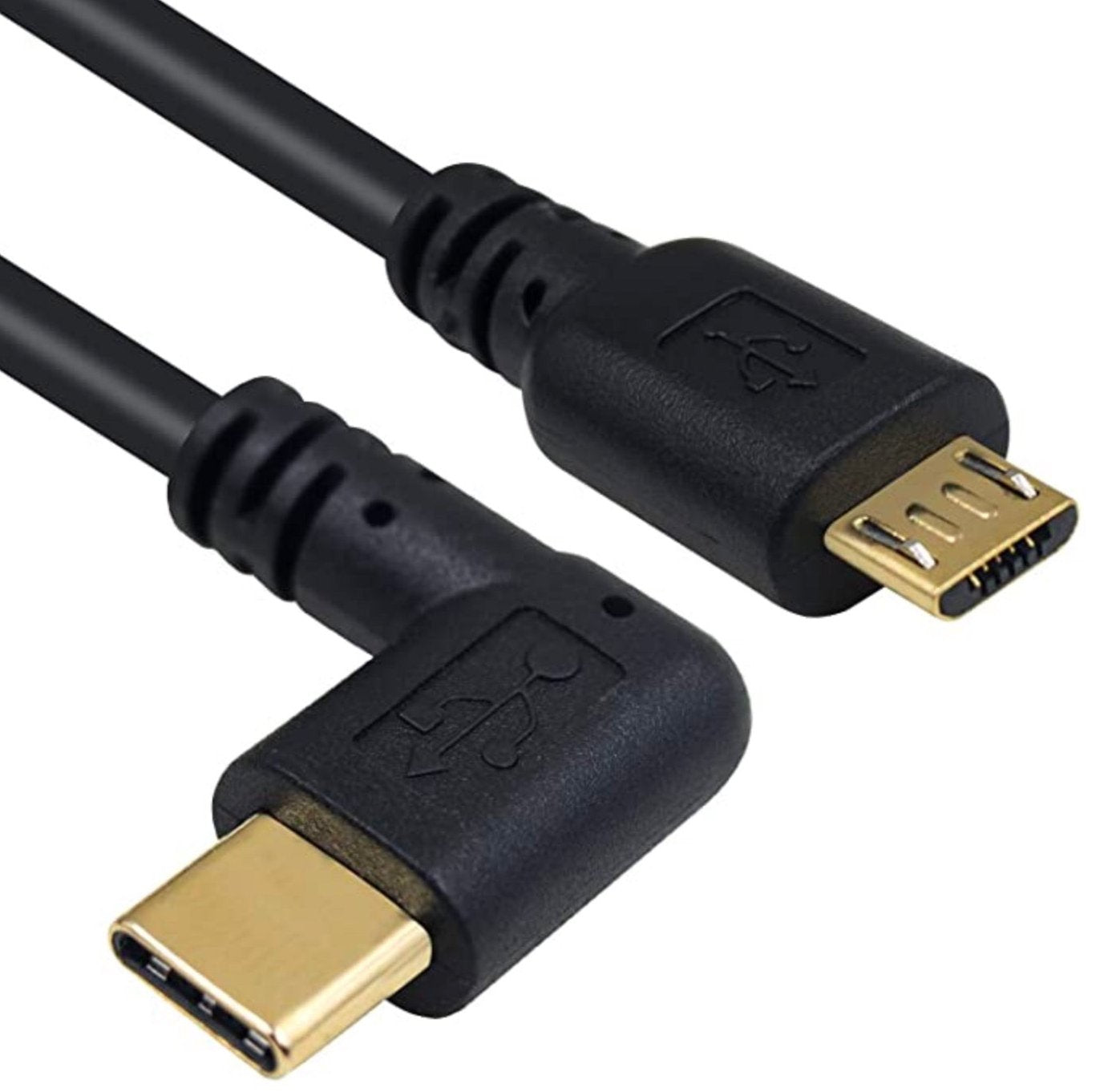 USB Type C Angled Male to Micro 5Pin Male Charge Data Cable 0.25m