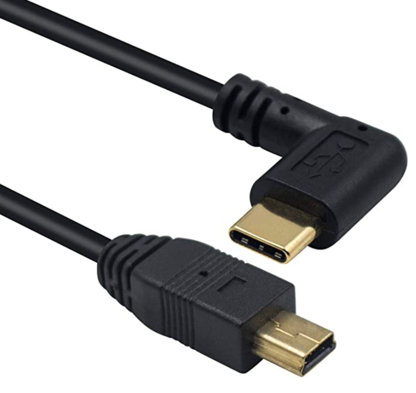 USB 3.1 Type C Angled Male to Mini USB Male Data Charging Cable 0.25m